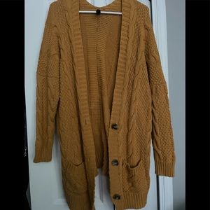 mustard yellow cardigan